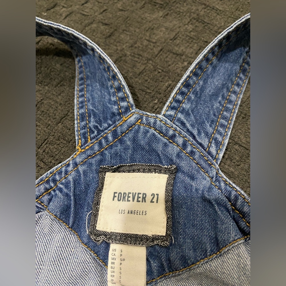 Denim Overall Dress with Pockets - Picture 5 of 6